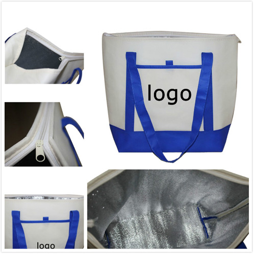 Portable foil lined cooler shoulder tote bag